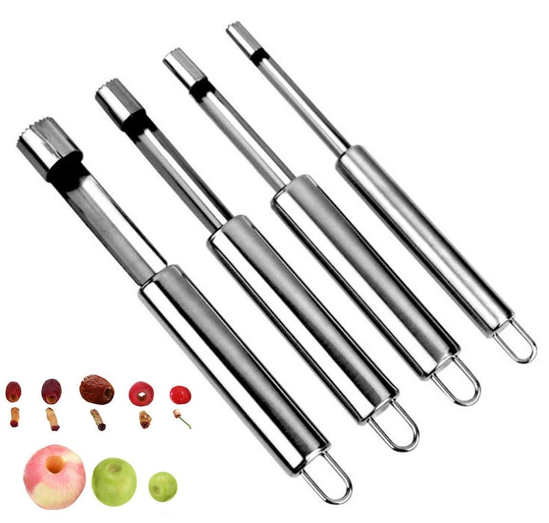 SvaTao Corer and Pitter Set of 4, Multi-Function Corer and Pitter Remover Set, Stainless Steel Core Remover Tool for Apple, Pear, Cherry, Jujube, Red Dates or More with Sharp Serrated Blade - Image 1